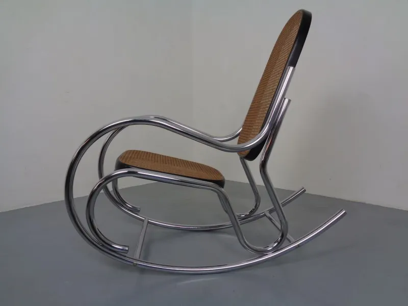 Pamono Mid-Century Tubular Steel & Mesh Rocking Chair, 1960s> Rocking Chairs