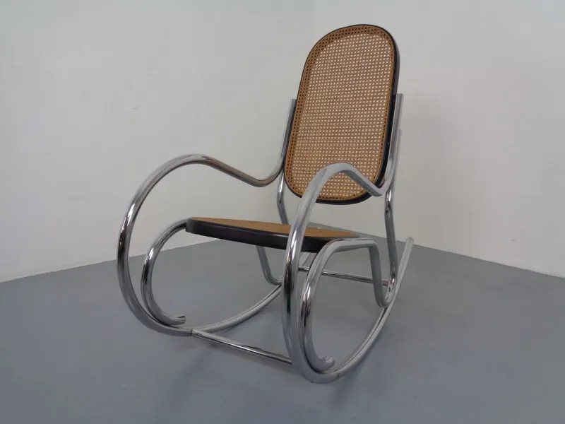 Pamono Mid-Century Tubular Steel & Mesh Rocking Chair, 1960s> Rocking Chairs