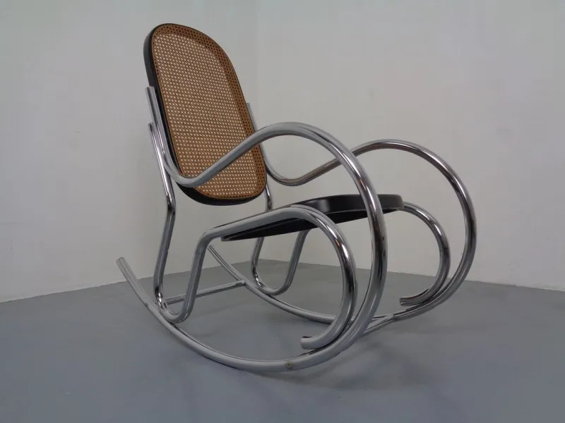 Pamono Mid-Century Tubular Steel & Mesh Rocking Chair, 1960s> Rocking Chairs
