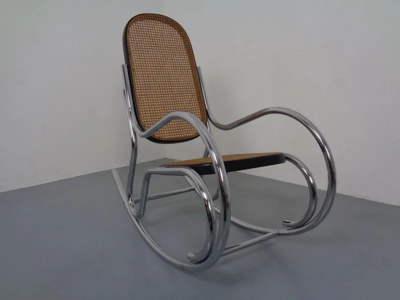 Pamono Mid-Century Tubular Steel & Mesh Rocking Chair, 1960s> Rocking Chairs