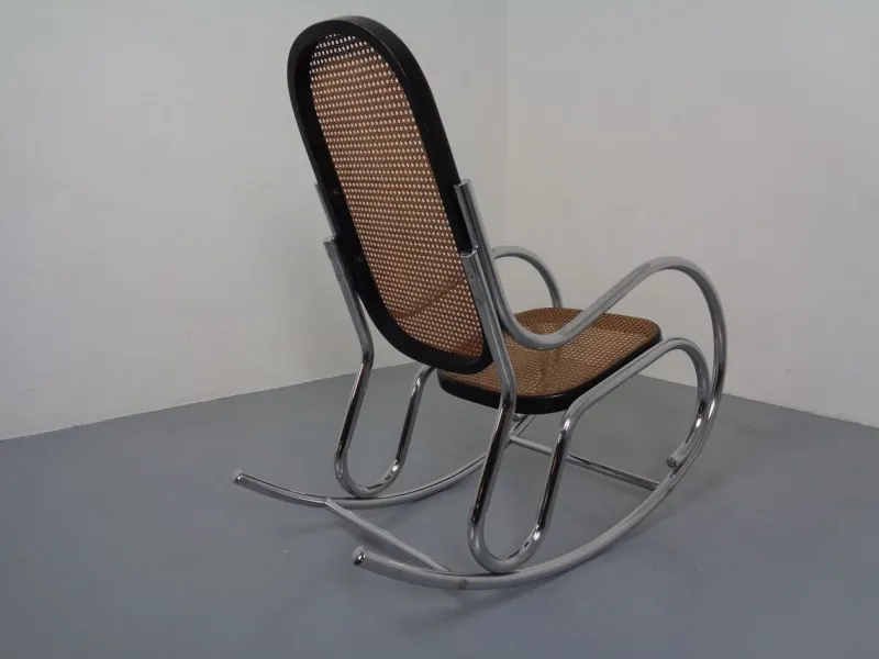Pamono Mid-Century Tubular Steel & Mesh Rocking Chair, 1960s> Rocking Chairs