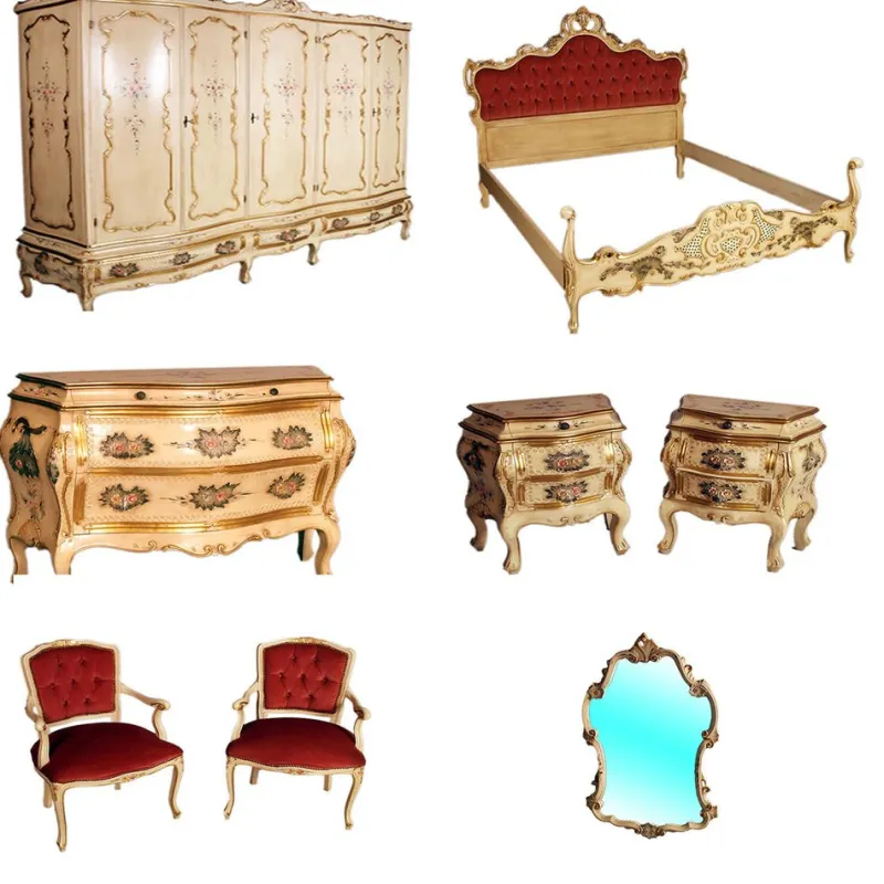 Hot Pamono Mid-Century Venetian Baroque Style Bedroom Set from La Permanente Mobili Cantù, 1950s, Set of 8