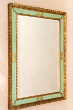 Pamono Mid-Century Venetian Gilt Wall Mirror with Turquoise Pattern, Italy, 1960s> Mirrors