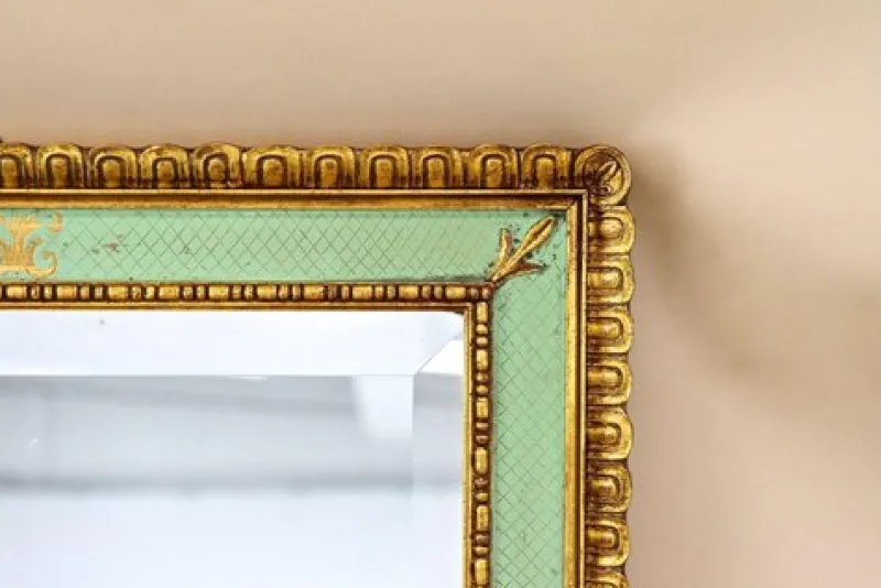 Pamono Mid-Century Venetian Gilt Wall Mirror with Turquoise Pattern, Italy, 1960s> Mirrors
