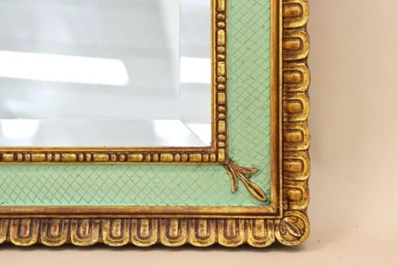 Pamono Mid-Century Venetian Gilt Wall Mirror with Turquoise Pattern, Italy, 1960s> Mirrors