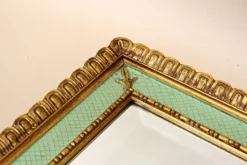 Pamono Mid-Century Venetian Gilt Wall Mirror with Turquoise Pattern, Italy, 1960s><noscript><img width=