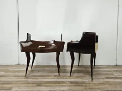 Pamono Mid-Century Venus Bedside Tables in Mahogany and Mirror, 1950s, Set of 2><noscript><img width=