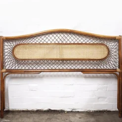 Online Pamono Mid-Century Vintage Bamboo and Rattan Double Bed Headboard, 1960s