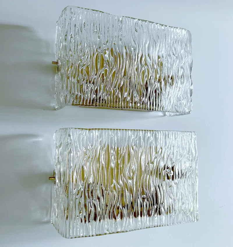Best Pamono Mid-Century Wall Lights in Glass from Kalmar, 1960s, Set of 2