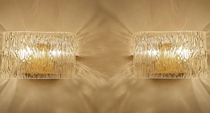 Best Pamono Mid-Century Wall Lights in Glass from Kalmar, 1960s, Set of 2
