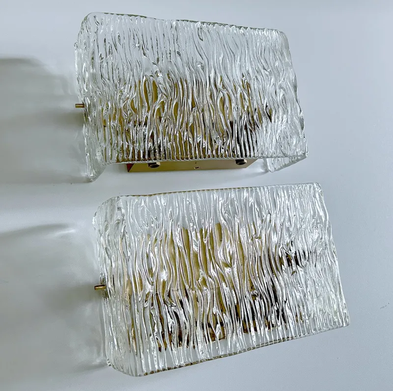 Best Pamono Mid-Century Wall Lights in Glass from Kalmar, 1960s, Set of 2
