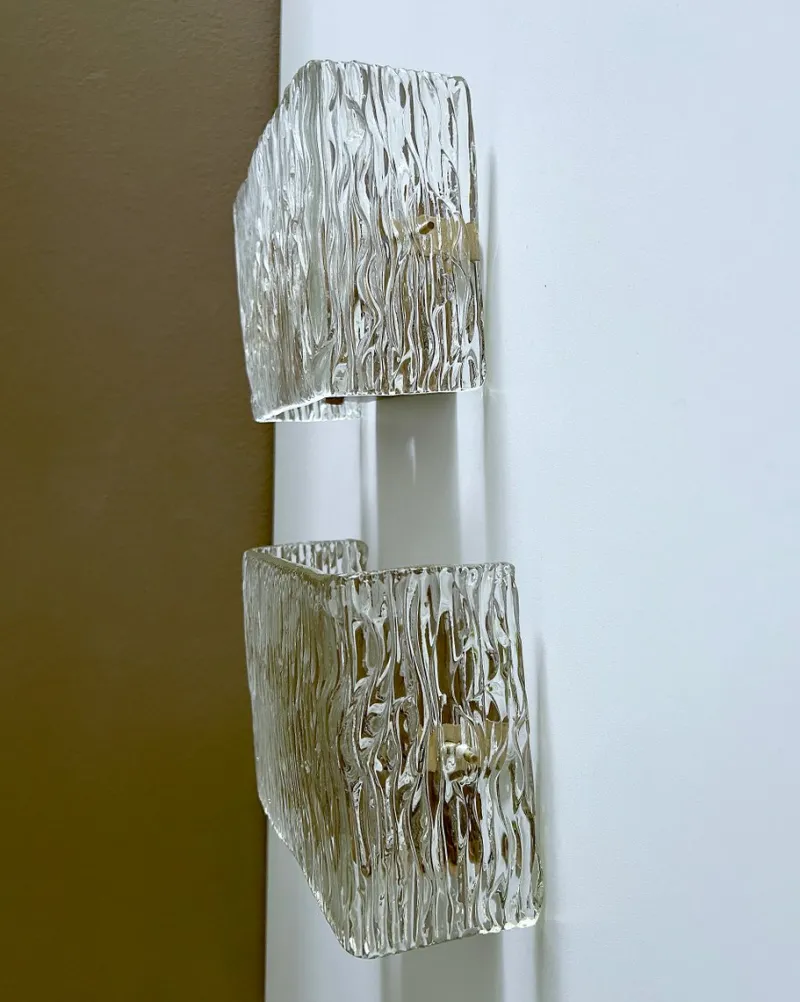 Best Pamono Mid-Century Wall Lights in Glass from Kalmar, 1960s, Set of 2