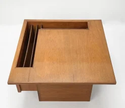 Pamono Mid-Century Walnut Magazine Rack Coffee Table by John Keal for Brown Saltman, 1960s><noscript><img width=