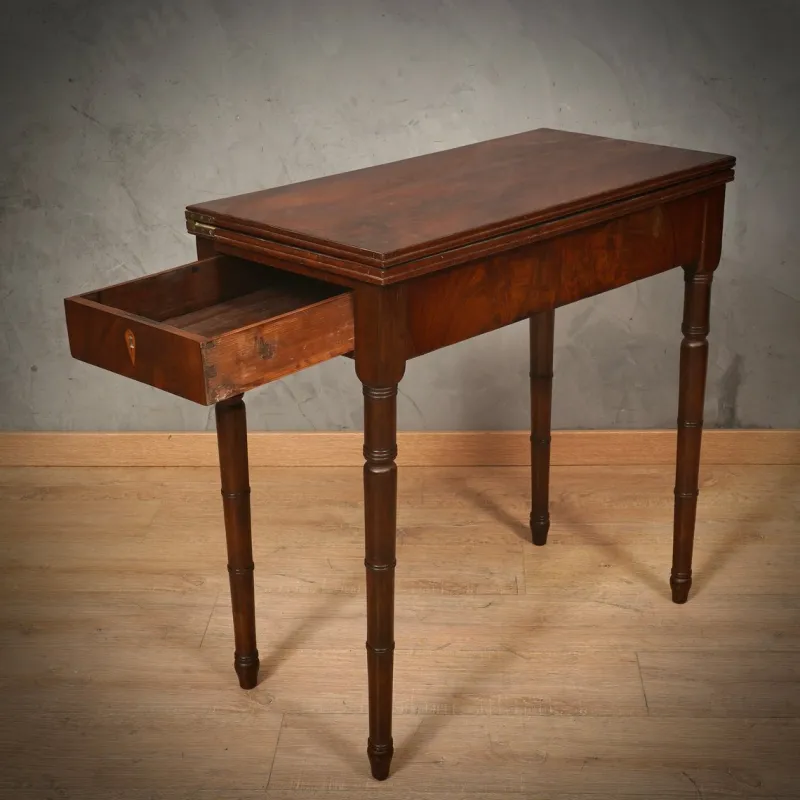 Pamono Mid-Century Walnut Openable Card Table, 1930s> Game Tables