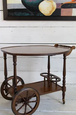 Pamono Mid-Century Wooden Bar Trolley with Stripes, 1960s> Serving Bar Carts & Trolleys