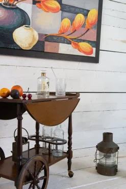 Pamono Mid-Century Wooden Bar Trolley with Stripes, 1960s><noscript><img width=