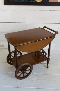 Pamono Mid-Century Wooden Bar Trolley with Stripes, 1960s><noscript><img width=