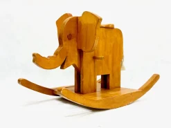 New Pamono Mid-Century Wooden Rocking Elephant, 1960s