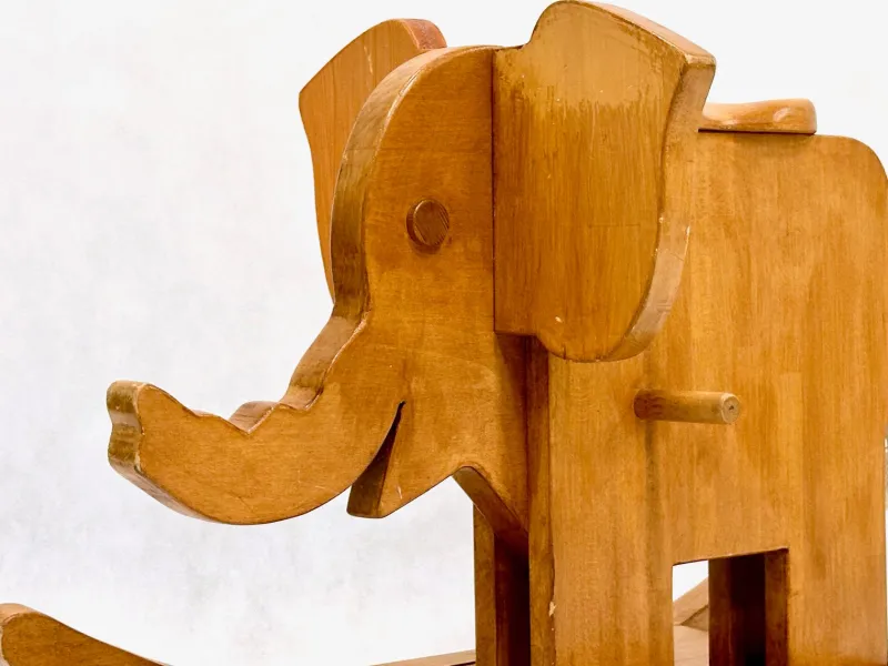 New Pamono Mid-Century Wooden Rocking Elephant, 1960s
