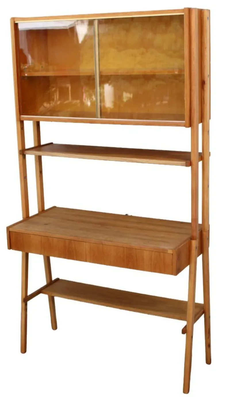 Pamono Mid-Century Writing Commode, Bookshelf and Chair, 1970s, Set of 3> Secretaires