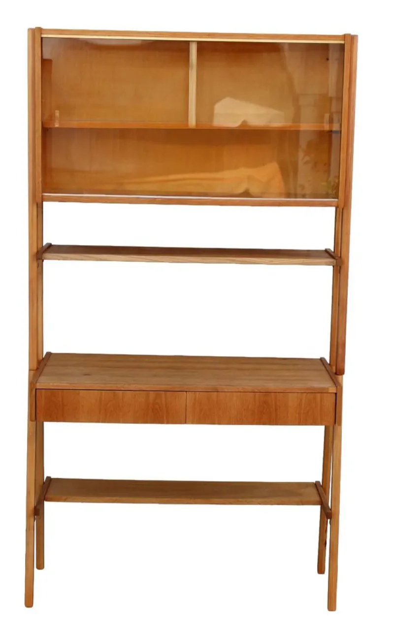 Pamono Mid-Century Writing Commode, Bookshelf and Chair, 1970s, Set of 3> Secretaires