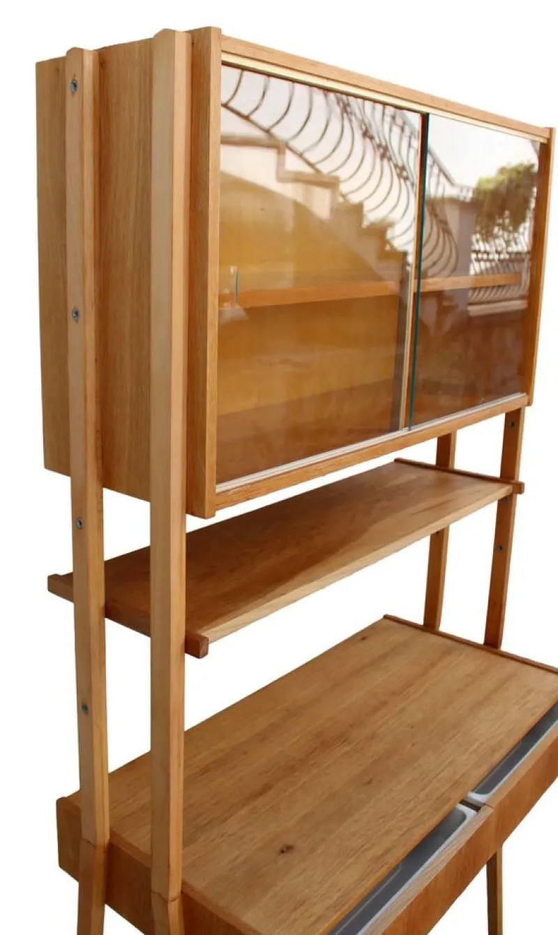 Pamono Mid-Century Writing Commode, Bookshelf and Chair, 1970s, Set of 3> Secretaires