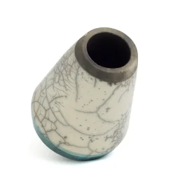 Sale Pamono Middle Eastern Modern Green White Black Metal Raku Ceramic Kazan Vase by Laab Milano