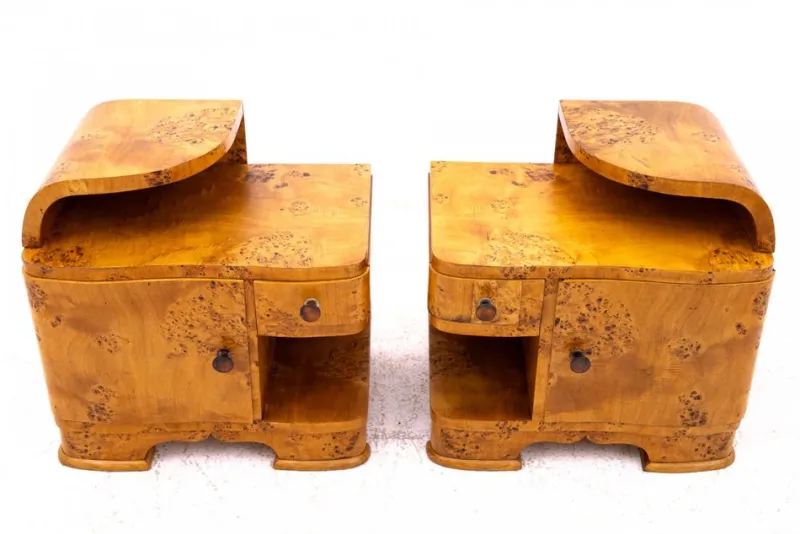 Best Pamono Mid-20th Century Art Deco Bedside Tables, Poland, 1940s, Set of 2