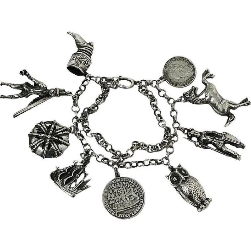 Sale Pamono Mid-20th Century Dutch Silver Large Charms Bracelet, 1960s