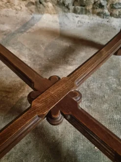 Pamono Mid-20th Century French Elm Marquetry Game Table with Intarsia Inlay and Round Corner Cutouts, 1950s><noscript><img width=