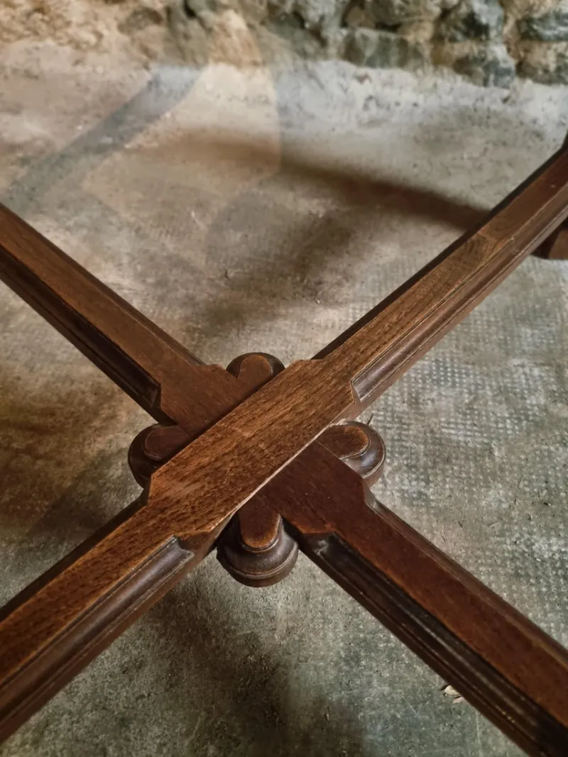 Pamono Mid-20th Century French Elm Marquetry Game Table with Intarsia Inlay and Round Corner Cutouts, 1950s> Game Tables