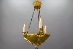 Pamono Mid-19th Century French Empire Giltwood Three-Light Chandelier><noscript><img width=