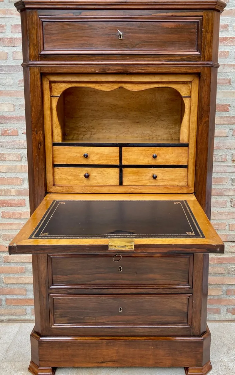 Clearance Pamono Mid-19th Century French Louis Philippe Carved Walnut Secretary Cabinet, 1890s
