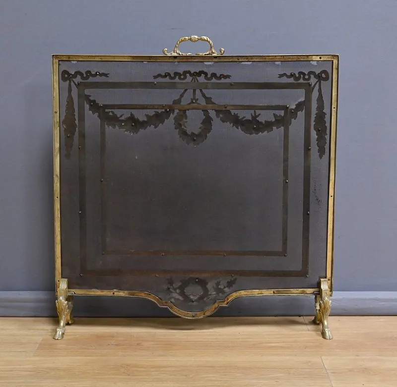 Hot Pamono Mid-19th Century Louis XVI Napoleon III Bronze Fireplace Screen