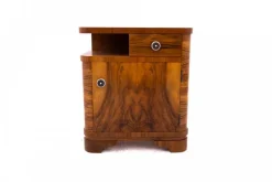 Pamono Mid-20th Century Walnut Bedside Tables, Poland, 1940s, Set of 2><noscript><img width=