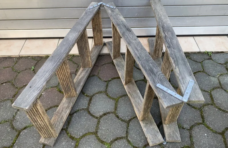 Pamono Mid-20th Century Wooden Folding Attic Ladder, 1940s> Architectural Elements