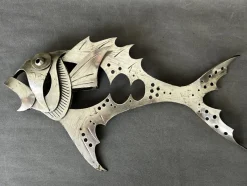 Pamono Miguel Moreno, Metal Fish Sculpture, 1970s, Steel><noscript><img width=