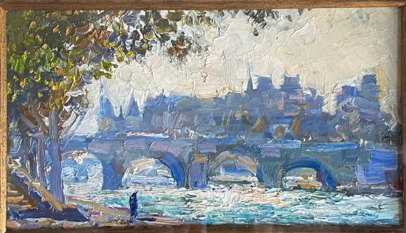 Pamono Mikhail Georgievich Abakumov, Paris au Matin, 2003, Oil on Cardboard, Framed> Impressionist