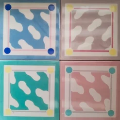 Pamono Milanese Frame with 4 Tiles by Ettore Sottsass for Cedit, 1989, Set of 4><noscript><img width=