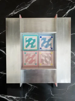Pamono Milanese Frame with 4 Tiles by Ettore Sottsass for Cedit, 1989, Set of 4><noscript><img width=