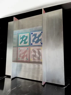 Pamono Milanese Frame with 4 Tiles by Ettore Sottsass for Cedit, 1989, Set of 4><noscript><img width=