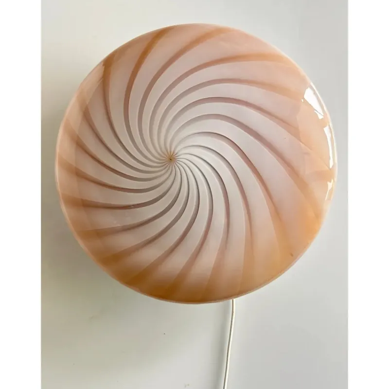 Pamono Milky-White and Beige Swirls Murano Glass Flush Mount by Simoeng> Ceiling Lights