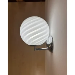 Pamono Milky-White Swirl Murano Glass Wall Sconce by Simoeng><noscript><img width=