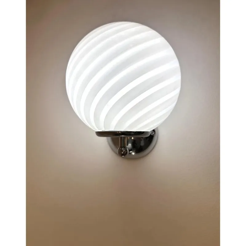 Pamono Milky-White Swirl Murano Glass Wall Sconce by Simoeng> Wall Lights & Sconces|Wall Lights & Sconces