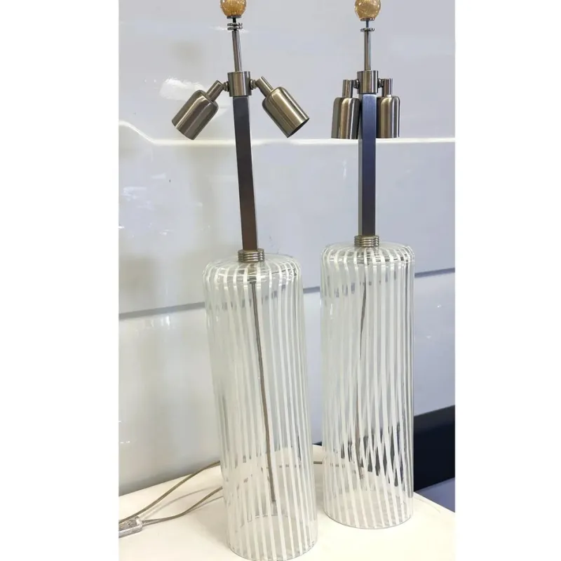 Pamono Milky-White Table Lamps in Murano Glass by Simoeng for Simoeng, Set of 2> Table Lamps