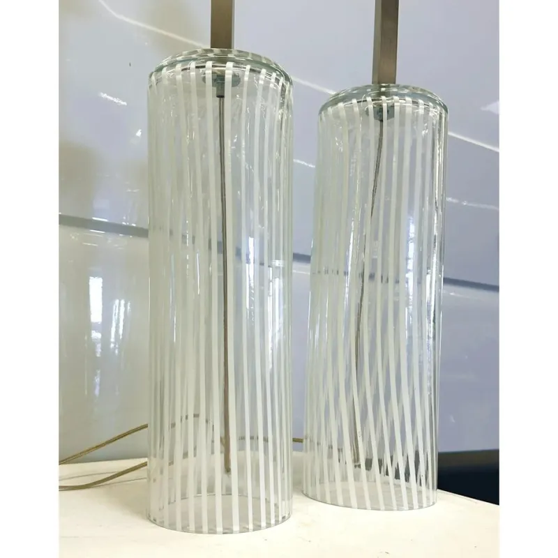 Pamono Milky-White Table Lamps in Murano Glass by Simoeng for Simoeng, Set of 2> Table Lamps