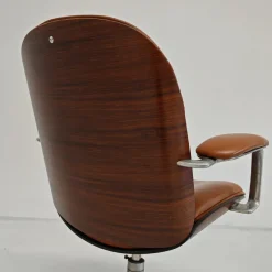 Pamono MiM Executive Chair in Natural Cognac Leather and Wood, 1970s><noscript><img width=