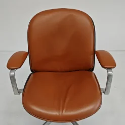 Pamono MiM Executive Chair in Natural Cognac Leather and Wood, 1970s><noscript><img width=