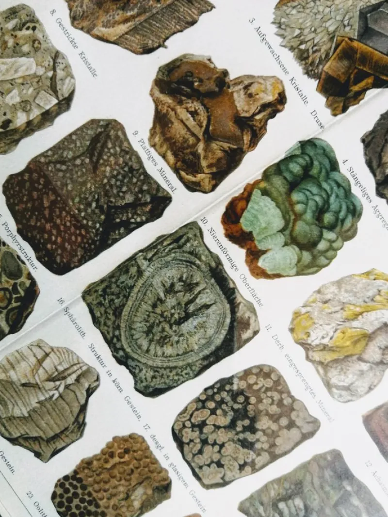 Pamono Minerals and Rocks. Encyclopedic Graphics, Germany, Chromolithograph> Classical