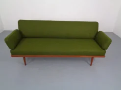 Pamono Minerva Teak & Kvadrat Hallingdal Daybed / Sofa by Peter Hvidt & Orla Mølgaard Nielsen for France & Son, Denmark, 1950s><noscript><img width=